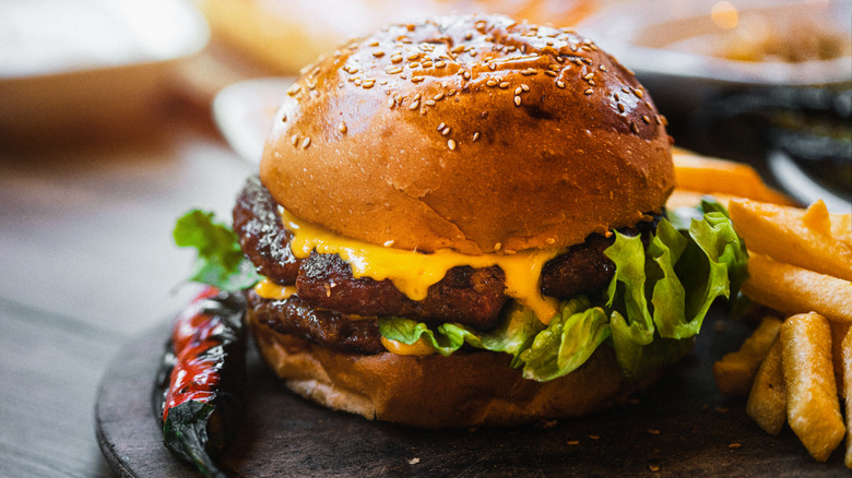 Double cheeseburger with fries