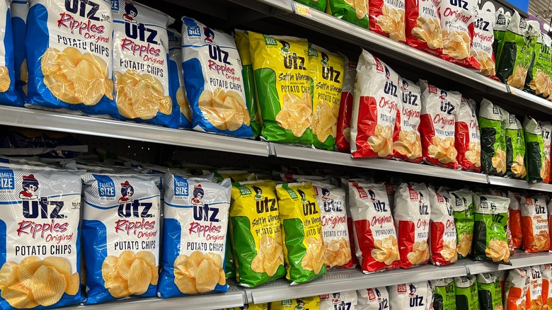 Utz potato chips on shelves