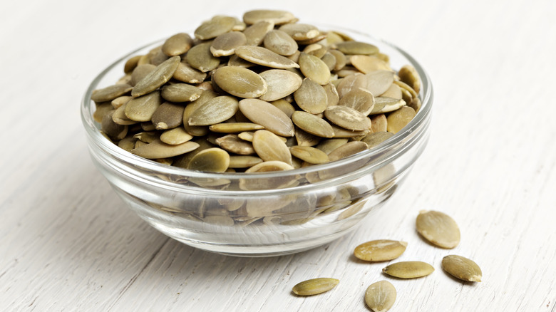 Pepitas in a small glass bowl