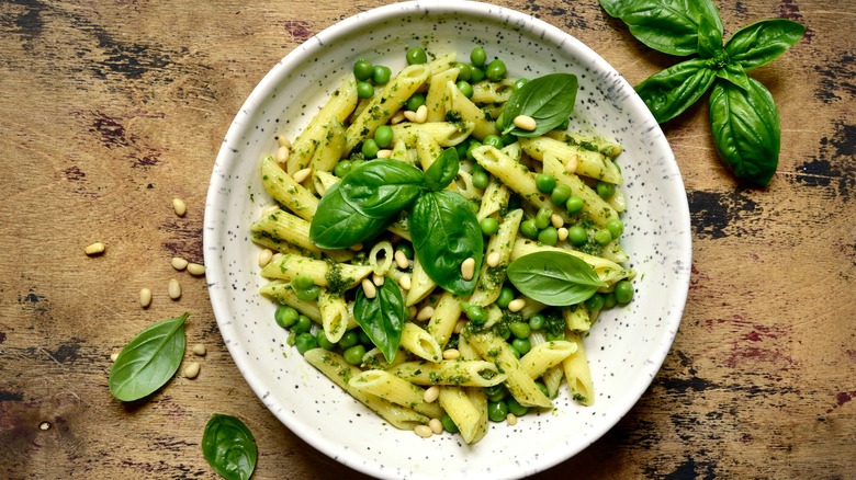 pasta and pesto dish