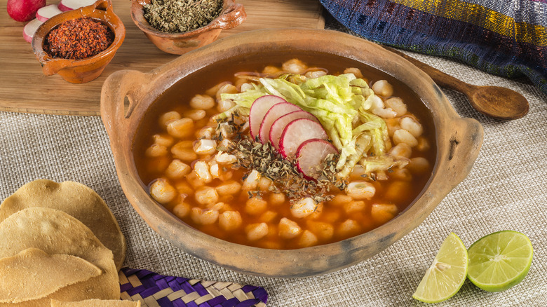 pozole with hominy or chickpeas