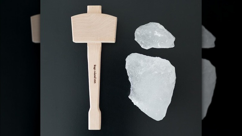 Ice mallet and iceberg pieces from Fogo Island Inn