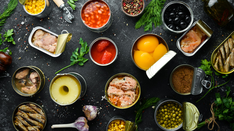 canned food assortment