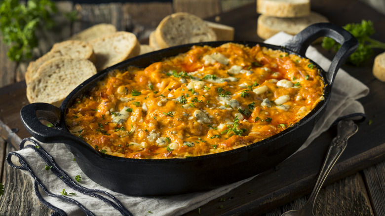 Baked buffalo dip with bread