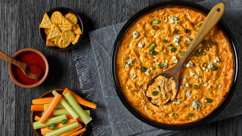 Dip with veggies and crackers