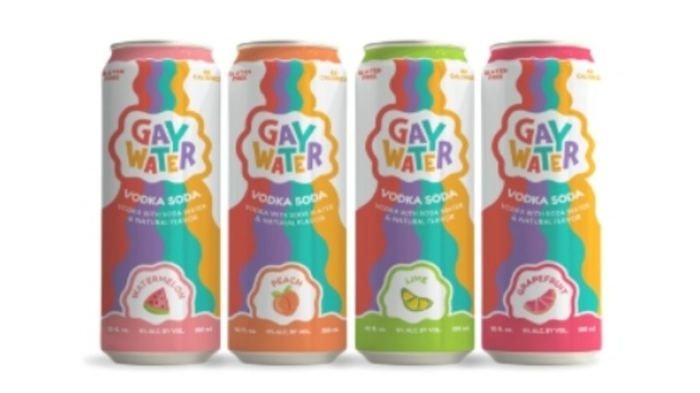 The four canned flavors of Gay Water side by side