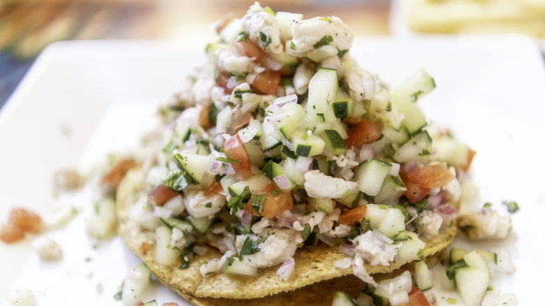 ceviche on a tostada