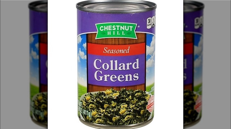 Canned seasoned collard greens