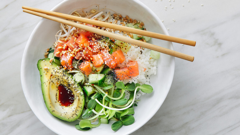 rice bowl with salmon