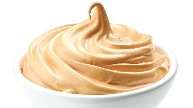 Bowl of caramel whipped cream 