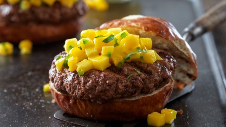 Caribbean Beef Burgers With Mango Salsa