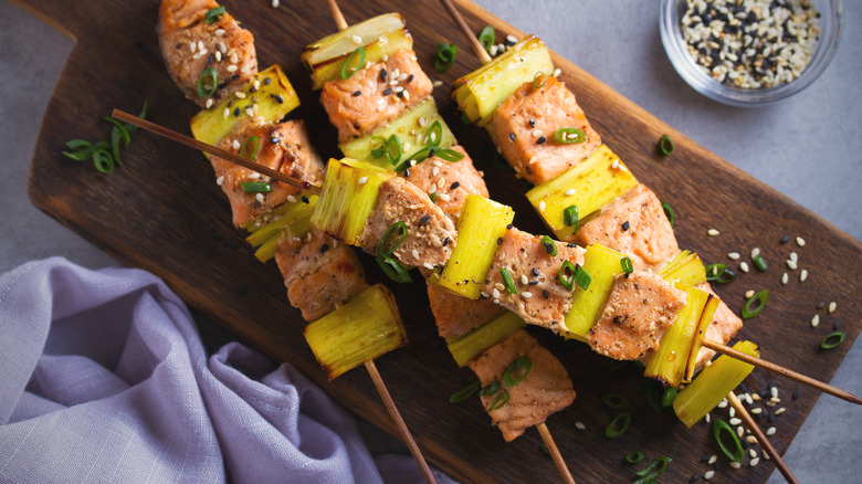 salmon skewers