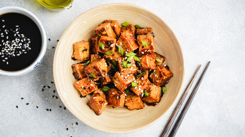 Fried teriyaki tofu