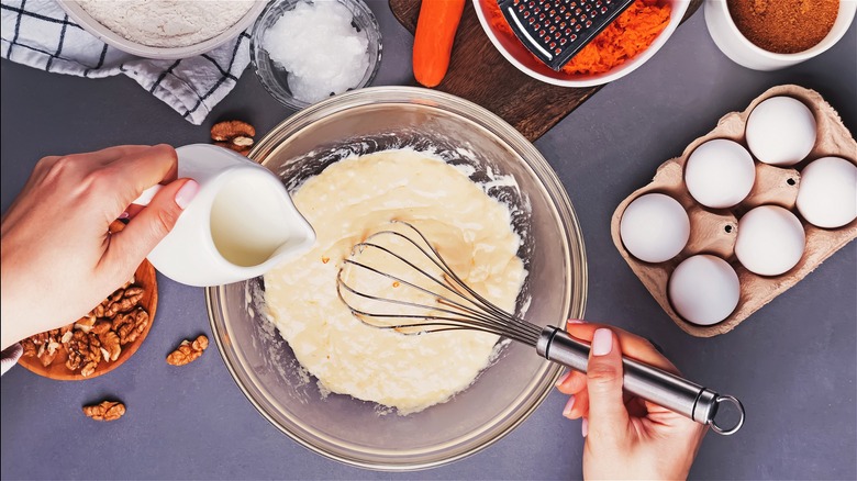 Carrot cake ingredients and cream cheese