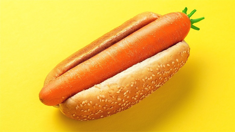 Carrot in hot dog bun 