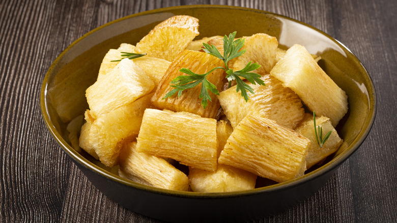 fried cassava roots in bowl