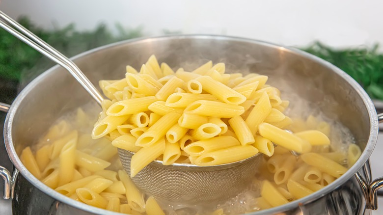 cooking pasta in pot