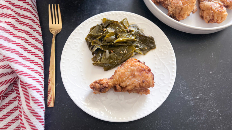 fried chicken and collard greens