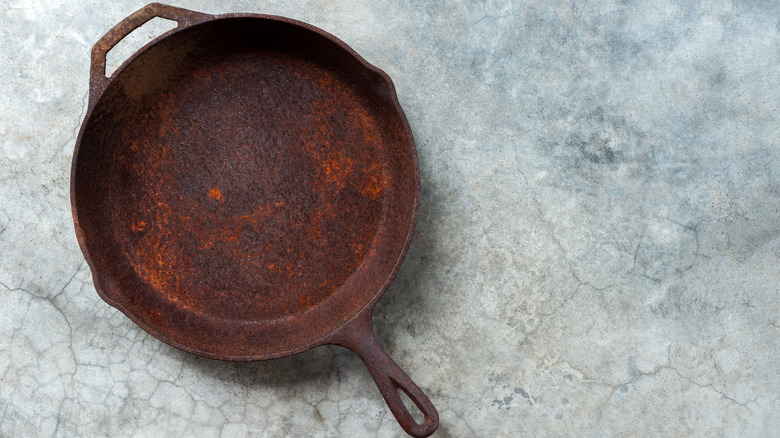 Rusted cast iron skillet