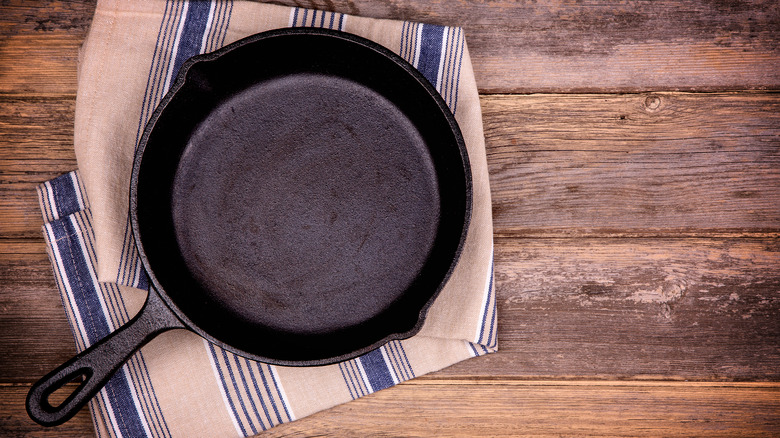 well used cast iron skillet