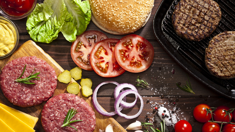 various ingredients for creating a burger bar