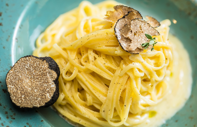 Fettuccine With Chardonnay Cream Sauce and Black Truffles