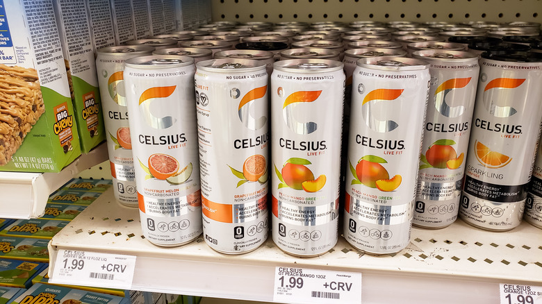 Celsius drinks on shelf