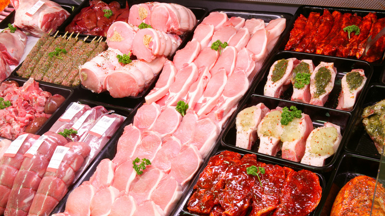 Grocery store meat case 