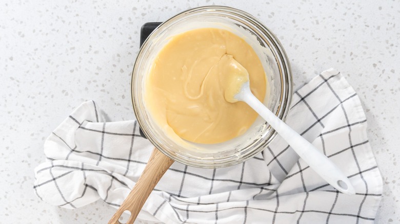 Melting white chocolate in a double boiler