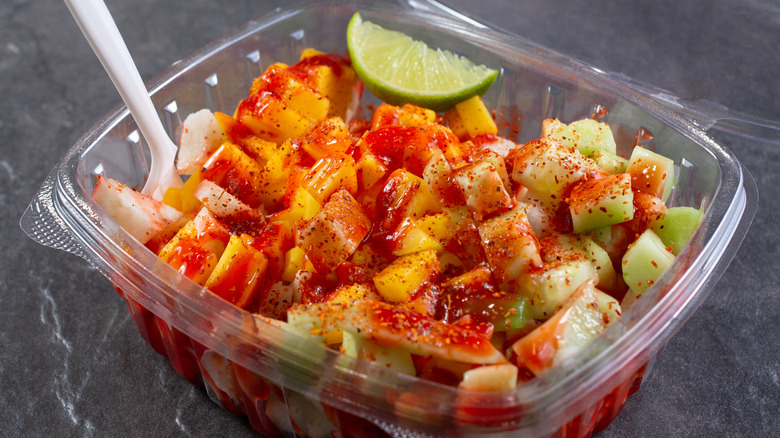 Fruit salad with chamoy sauce