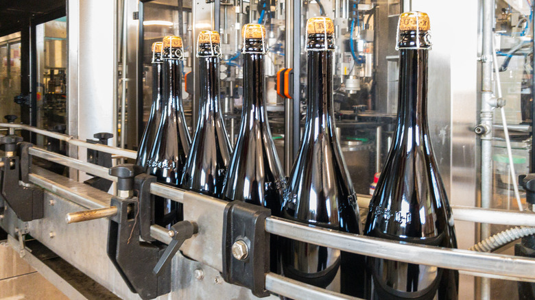 sparkling wine on bottling line