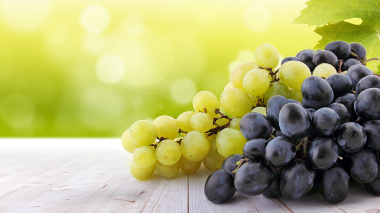 white and black grape bunches