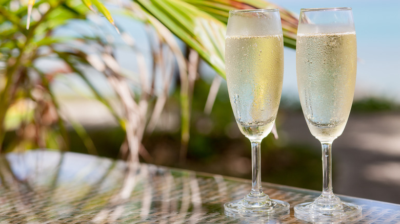 glasses of prosecco on table