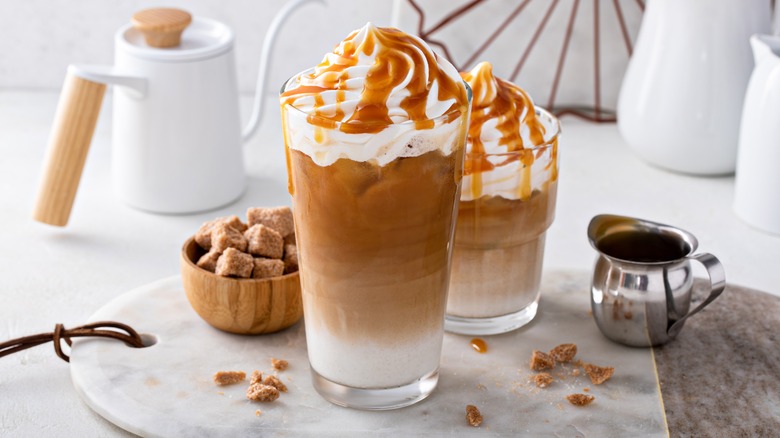 coffee drink with whipped cream topping