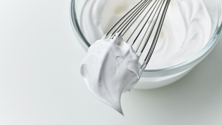 whipped cream on whisk