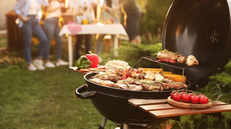 Summer grilling in backyard