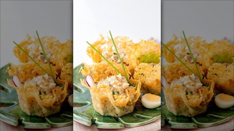 Elegantly plated cheese crisp bowls