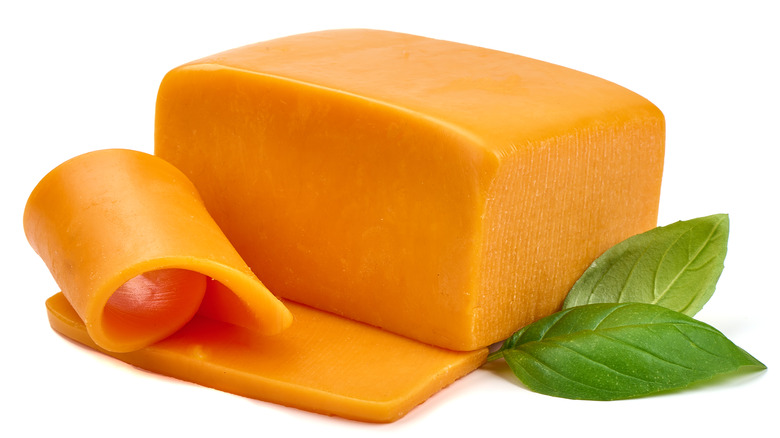 Block of cheddar cheese