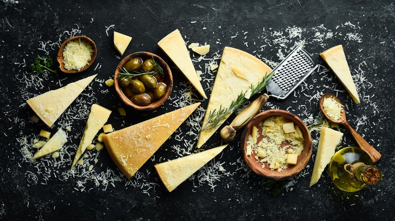 Assorted hard aged cheeses