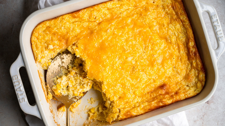 cheesy coen casserole in dish