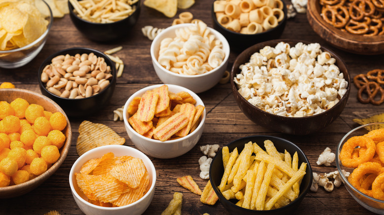 Array of cheesy snacks