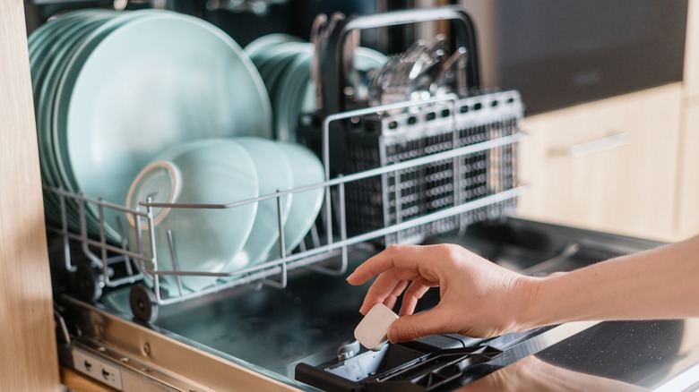 Dishwasher being loaded