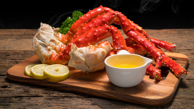 King crab legs with aromatics