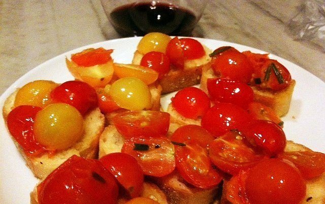 Cherry Tomato Bruschetta.. in the making