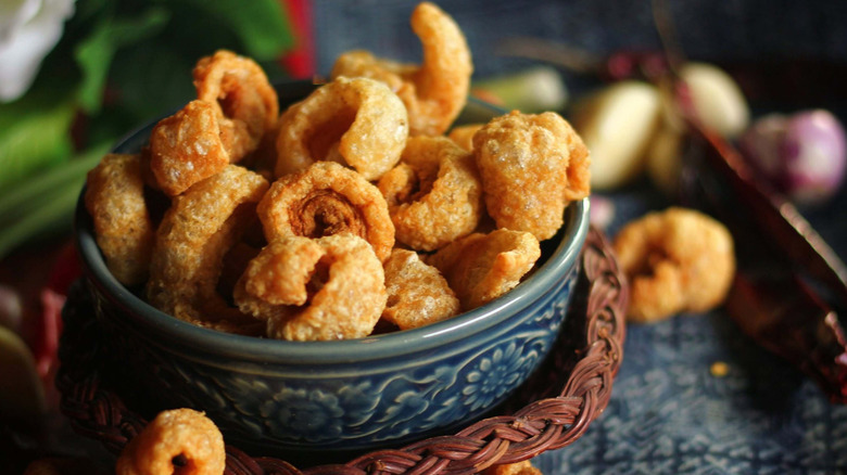 Bowl of pork rinds