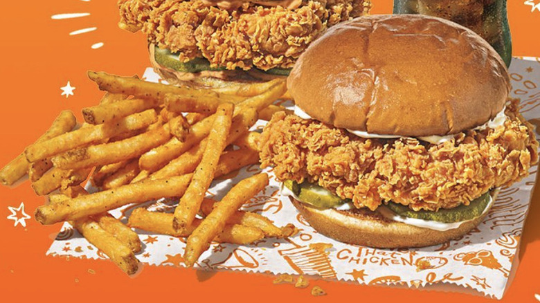 Popeyes chicken sandwich with fries