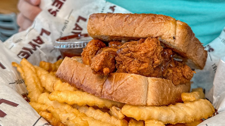 Layne's Chicken Fingers sandwich