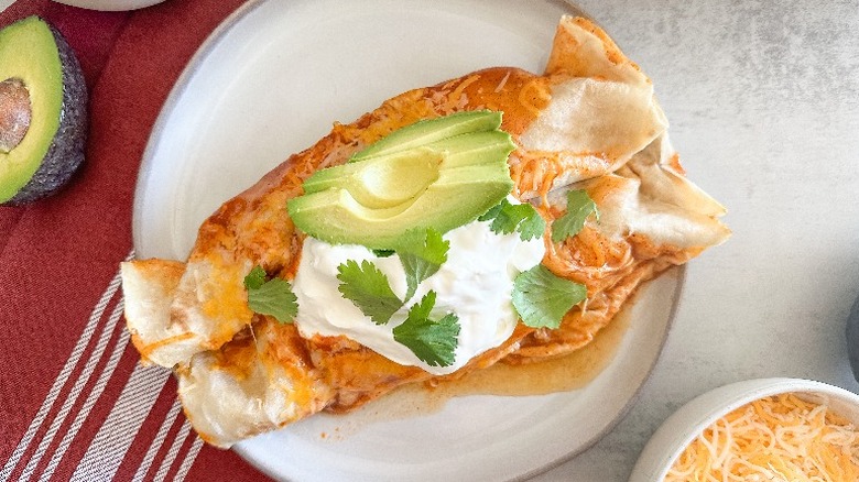 enchilada with avocado and cilantro