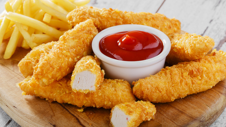 Chicken strips with fries