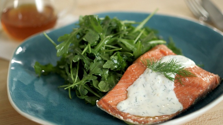 Chilled Poached Salmon Salad with Honey-Yogurt Dressing